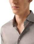 Eton - Brown Filo di Scozia Jersey Slim Fit Shirt L/S SHIRTS Eton