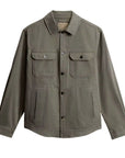 Woolrich - Smokey Olive Garment-Dyed Safari Overshirt in Cotton and Linen Blend L/S SHIRTS WOOLRICH