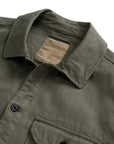 Woolrich - Smokey Olive Garment-Dyed Safari Overshirt in Cotton and Linen Blend L/S SHIRTS WOOLRICH