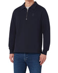 Belstaff - Curator Collared Sweatshirt in Dark Ink – Supima Cotton Fleece SWEATS Belstaff