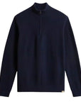 Woolrich - Navy Half-Zipper Turtleneck Sweater in Wool and Cashmere Blend KNITWEAR WOOLRICH