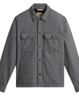 Woolrich - Grey Herringbone Alaskan Check Overshirt in Recycled Italian Wool Blend BLOUSONS WOOLRICH