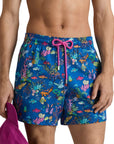 Vilebrequin - Blue Aquarium 'Moorise' Stretch Short Swim Shorts SWIMWEAR Vilebrequin