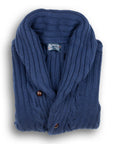 Robert Old - Inchiostro Blue Balmour 8Ply Shawl Collar Cable Cashmere Cardigan CASHMERE Robert Old