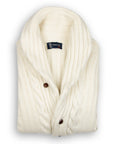 Robert Old - White Undyed Balmour 8Ply Shawl Collar Cable Cashmere Cardigan CASHMERE Robert Old White Undyed 38UK