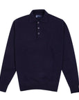 Robert Old - Dark Navy Balvenie 3 Button 4ply Cashmere Polo Sweater CASHMERE Robert Old