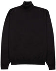 Black Wool Italian Polo Neck Sweater