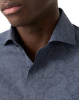 Eton - Navy Blue Paisley Print Cotton Slim Fit Shirt L/S SHIRTS Eton