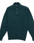 Robert Old - Bottle Green Balvenie 3 Button 4ply Cashmere Polo Sweater CASHMERE Robert Old