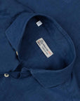 Royal Blue Italian Linen Slim Fit Long Sleeve Shirt