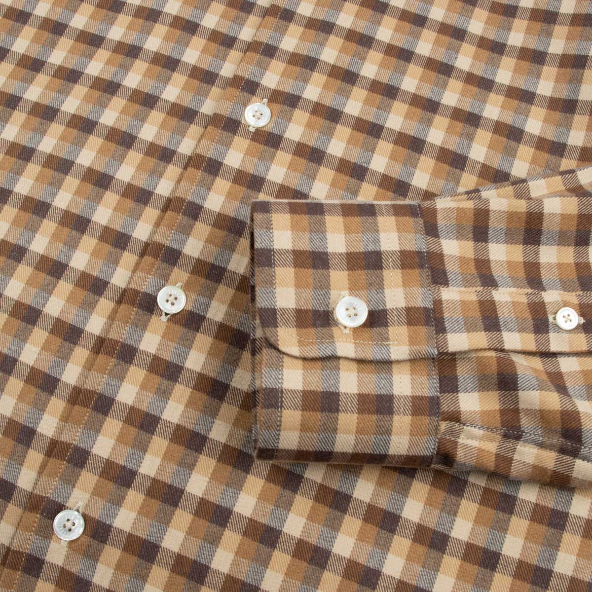 Fedeli - Brown Check 'Alberto' Slim Fit Brushed Cotton Long Sleeve Shirt L/S SHIRTS FEDELI