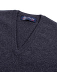 Robert Old - Charcoal Chatsworth 2ply V-Neck Cashmere Sweater CASHMERE Robert Old
