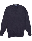 Robert Old - Charcoal Chatsworth 2ply V-Neck Cashmere Sweater CASHMERE Robert Old