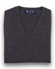 Robert Old - Charcoal Blenheim Cashmere Sleeveless V-Neck Sweater CASHMERE Robert Old Charcoal 50UK