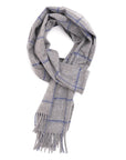 Robert Old - Pewter & Cobalt Windowpane Cashmere Scarf SCARVES Robert Old Grey