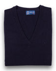 Robert Old - Dark Navy Blenheim Cashmere Sleeveless V-Neck Sweater CASHMERE Robert Old