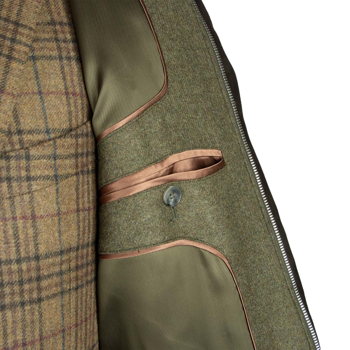 Robert Old - Dorset Green Diamond Quilt Overcoat Crafted with a Loro Piana Rain System Wool & Cashmere Fabric