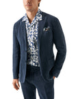 Eton - Blue Floral Linen Resort Shirt S/S SHIRTS Eton