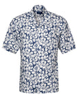 Eton - Blue Floral Linen Resort Shirt S/S SHIRTS Eton