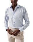 Eton - Blue Micro Print Signature Poplin Slim Fit Shirt L/S SHIRTS Eton