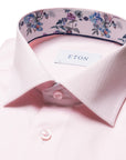 Eton - Light Pink Floral Trim Signature Twill Contemporary Fit Shirt L/S SHIRTS Eton