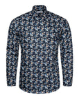 Eton - Navy Blue Floral Print Contemporary Fit Twill Shirt L/S SHIRTS Eton