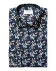 Eton - Navy Blue Floral Print Contemporary Fit Twill Shirt L/S SHIRTS Eton