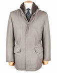 Robert Old - Grey Button Down Coat Crafted with a Loro Piana Green Storm System Wool & Cashmere Fabric OVERCOATS Robert Old