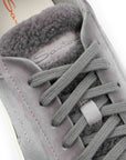 Santoni - Grey Suede Fur-lined Double Buckle Sneaker SHOES Santoni