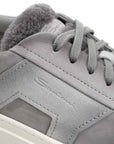 Santoni - Grey Suede Fur-lined Double Buckle Sneaker SHOES Santoni