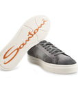 Santoni - Grey Suede Fur-lined Double Buckle Sneaker SHOES Santoni