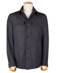 Robert Old - Navy Super 150's Merino Wool Denim Overshirt JACKETS Robert Old