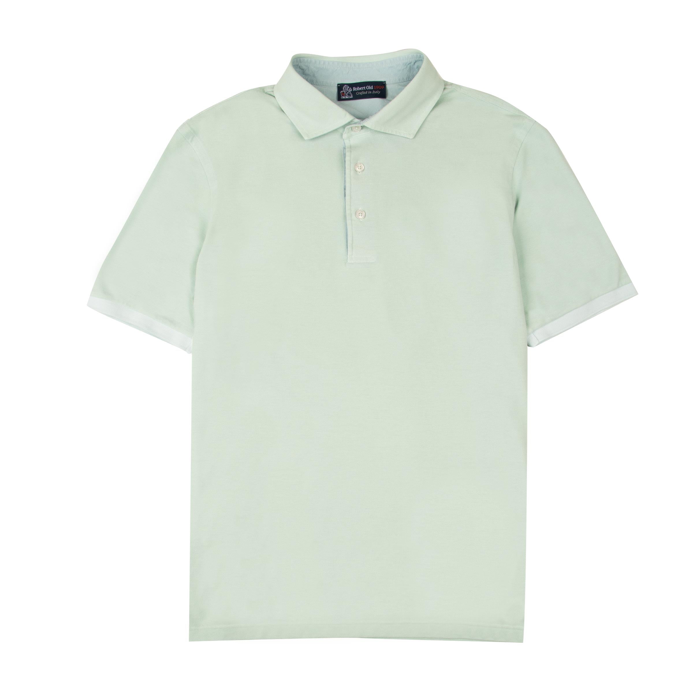 Robert Old - Mint Green Piqué Cotton Short Sleeve Polo Shirt S/S POLOS Robert Old