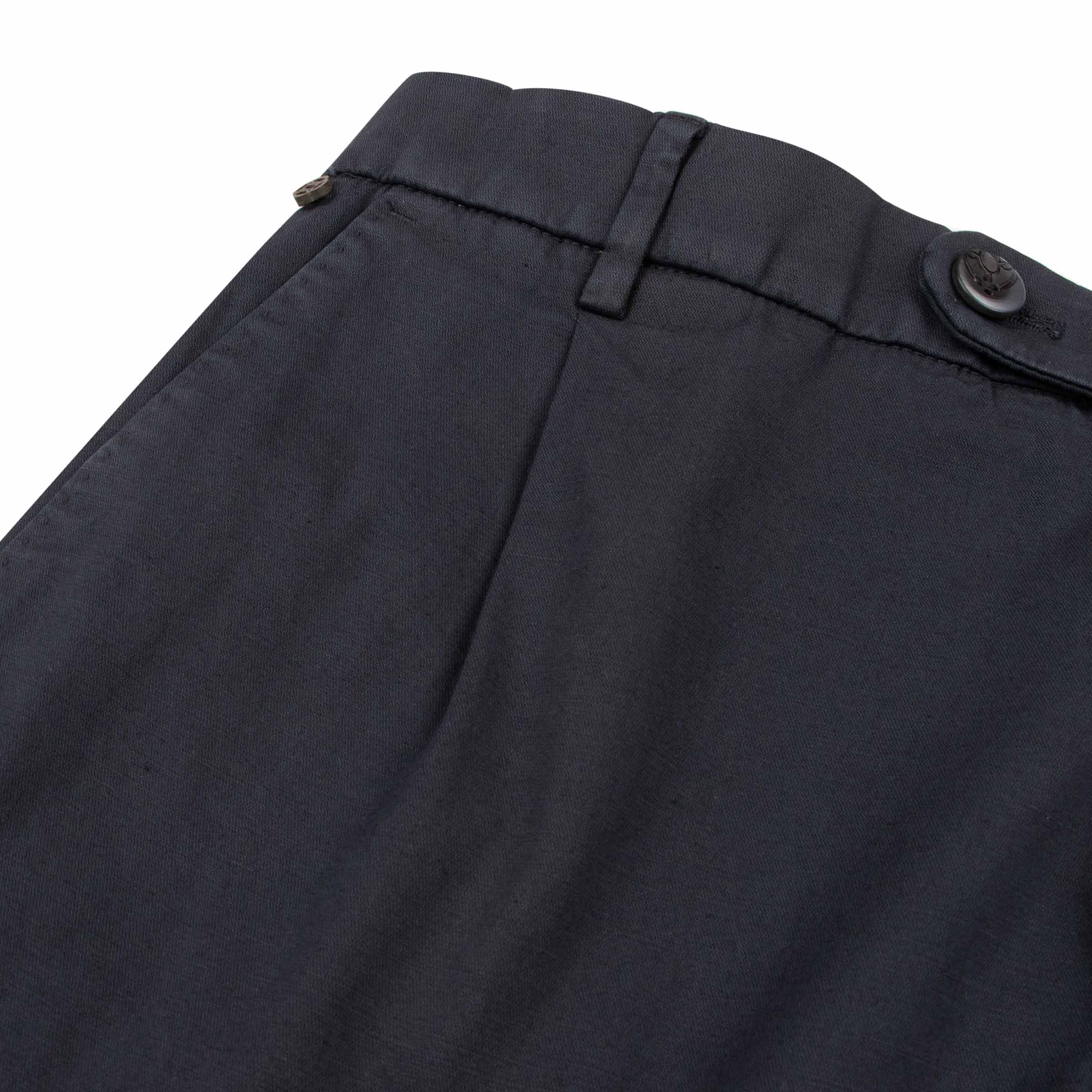 Navy Blue Stretch Cotton & Linen Twill Chinos CASUAL TROUSERS Robert Old