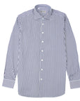 Robert Old - Navy Stripe Italian Cotton Long Sleeve Shirt L/S SHIRTS Robert Old