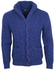 Robert Old - Inchiostro Blue Balmour 8Ply Shawl Collar Cable Cashmere Cardigan CASHMERE Robert Old