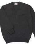 Robert Old - The Brae 2 ply V-Neck Pure Lambswool Sweater KNITWEAR Robert Old Charcoal 36UK