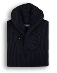 Robert Old - Dark Navy Torridon 8Ply Cashmere Shawl Collar Pullover CASHMERE Robert Old