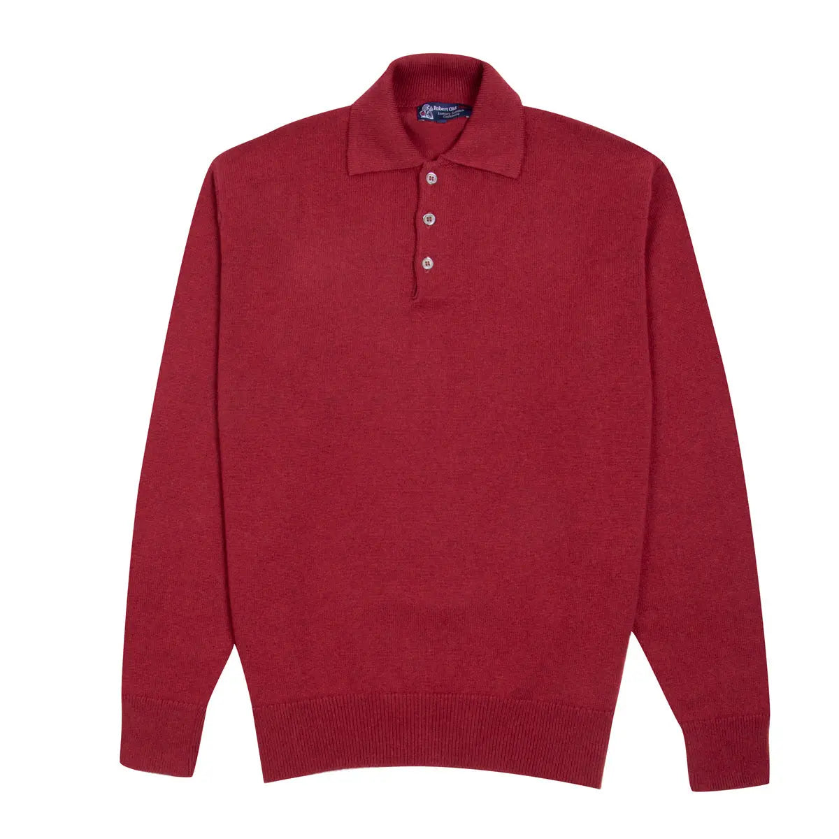 Robert Old - Russet Red Balvenie 3 Button 4ply Cashmere Polo Sweater CASHMERE Robert Old