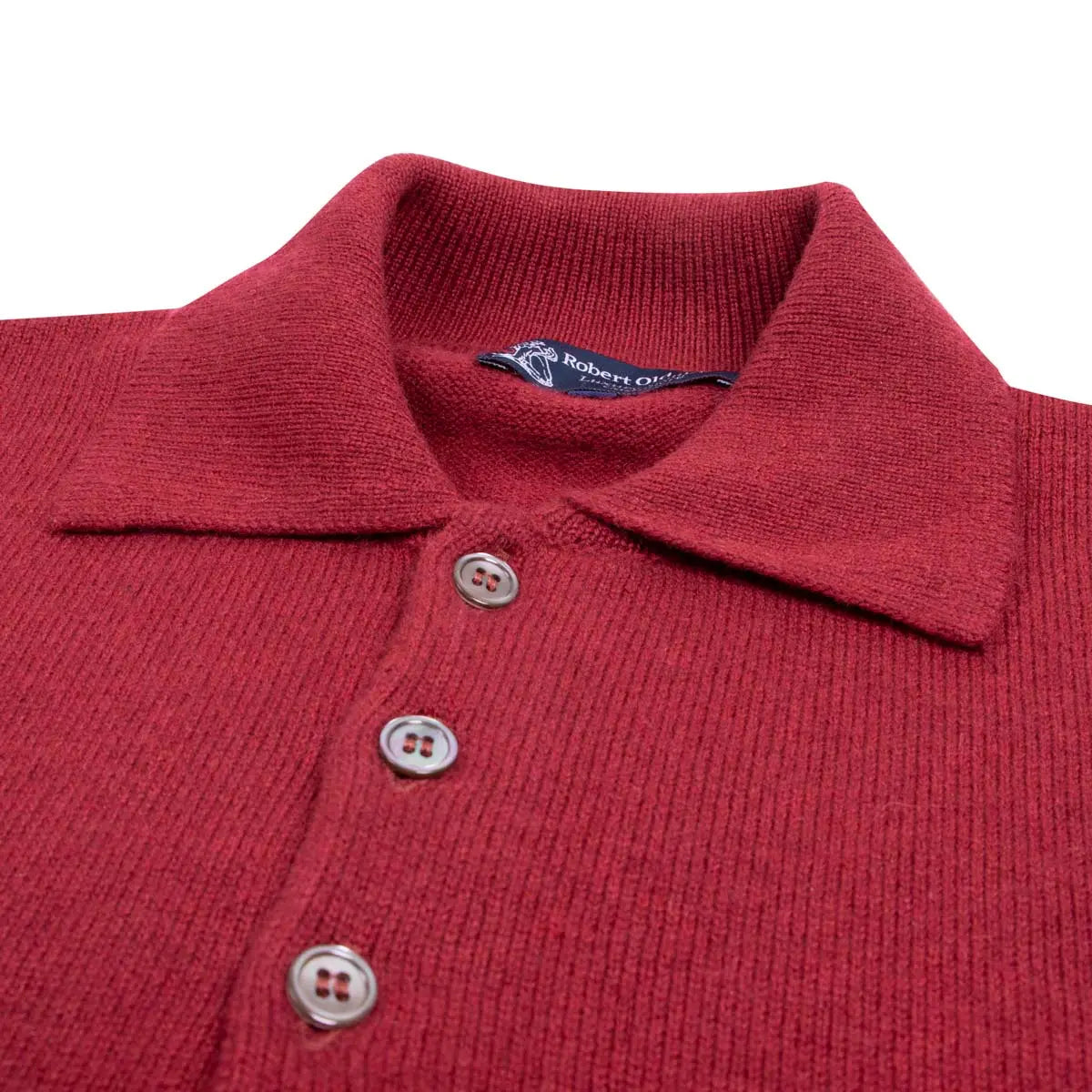 Robert Old - Russet Red Balvenie 3 Button 4ply Cashmere Polo Sweater CASHMERE Robert Old
