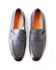 Santoni - Navy Blue Penny Loafer SHOES Santoni