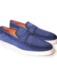 Santoni - Blue Suede Loafer SHOES Santoni