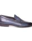 Santoni - Navy Blue Penny Loafer SHOES Santoni