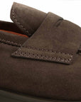 Santoni - Dark Brown Suede Penny Loafer SHOES Santoni