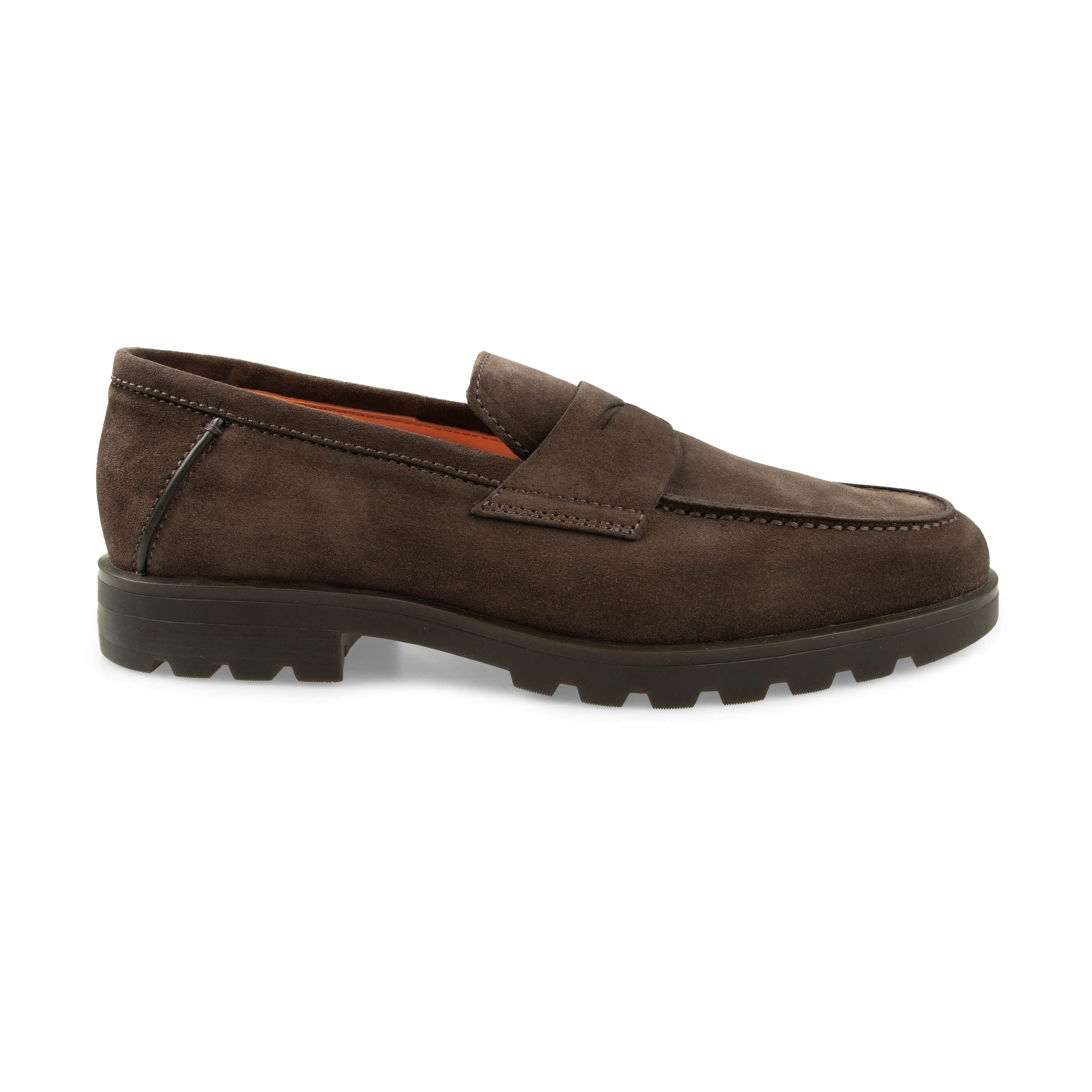 Santoni - Dark Brown Suede Penny Loafer SHOES Santoni