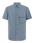 Belstaff - Blue Flint Scale Linen Short Sleeve Shirt S/S SHIRTS Belstaff