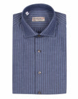 Robert Old - Navy Striped Seersucker Italian Cotton & Linen Shirt S/S SHIRTS Robert Old