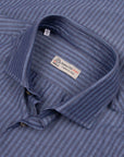 Robert Old - Navy Striped Seersucker Italian Cotton & Linen Shirt S/S SHIRTS Robert Old