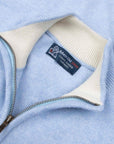 Robert Old - The Barra 4ply Full Zip Cashmere Cardigan - Atollo Blue / White Undyed CASHMERE Robert Old