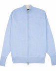 Robert Old - The Barra 4ply Full Zip Cashmere Cardigan - Atollo Blue / White Undyed CASHMERE Robert Old